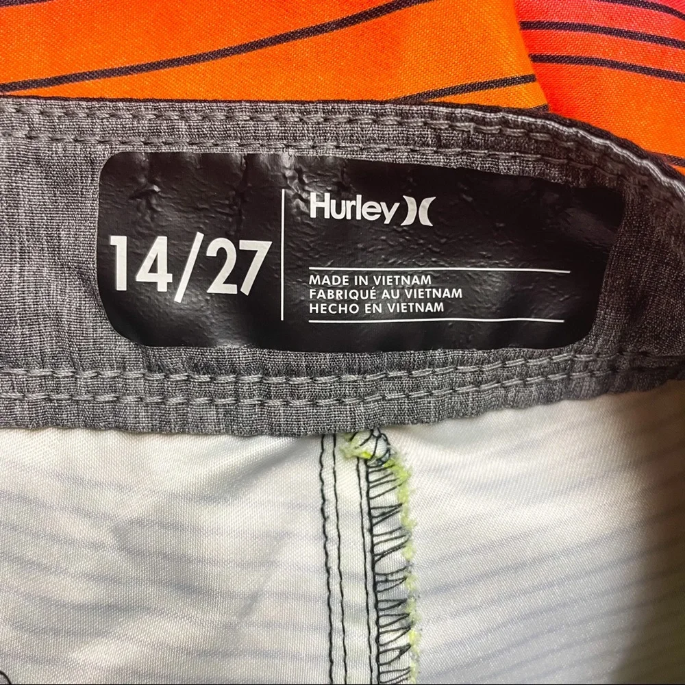 Hurley Yellow Orange & Pink Neon Ombré Shoreline Boardshorts Boys Size 14